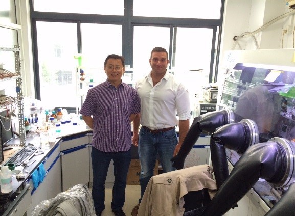 DeLuca (right) with his host and mentor at Donghua University, Hongzhi Wang (Photo courtesy of Giovanni DeLuca)